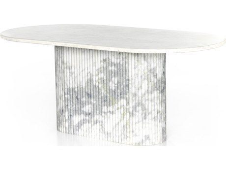 Four Hands Rockwell Oranda Polished White Marble Dining Table