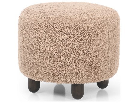 Four Hands Kensington Aniston Andes Toast Burnt Birch Beige Upholstered Ottoman