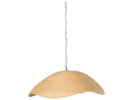 Four Hands Ryker 1-Light Gunmetal Natural Rattan Brown LED Dome Pendant