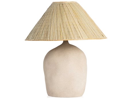 Four Hands Ryker Sand Porcelain Natural Palm Brown LED Buffet Lamp