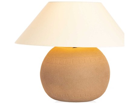 Four Hands Ryker Dark Sand Ivory Linen Brown LED Table Lamp