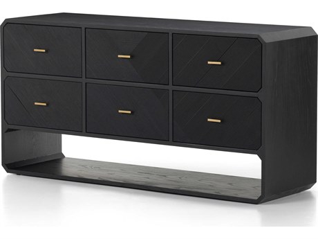 Four Hands Bolton Caspian 6-Drawers Black Ash Wood Dresser