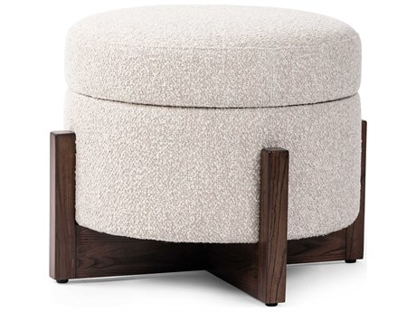 Four Hands Ashford Esben Storage Sattley Fog Terra Brown Nettlewod Beige Upholstered Ottoman