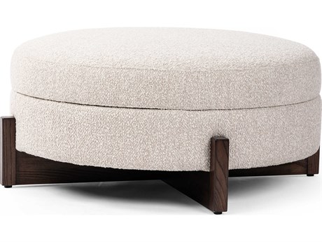Four Hands Ashford Esben Storage Sattley Fog Terra Brown Nettlewod Beige Upholstered Ottoman