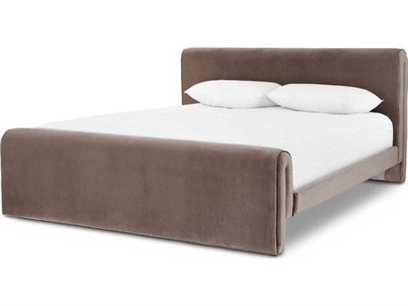Four Hands Norwood Surrey Fossil Burma Shiitake Brown Upholstered Queen Panel Bed