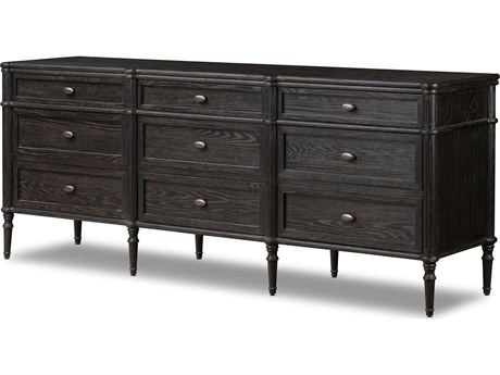 Four Hands Collins Toulouse Distressed Black Oak  Wood 9 Drawer Dresser
