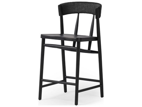 Four Hands Allston Buxton Oak Wood Black Rush Counter Stool