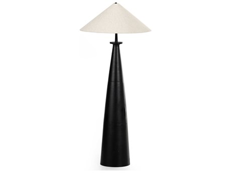Four Hands Asher Matte Black Cast Aluminum Light Beige Floor Lamp
