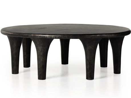 Four Hands Marlow Kelden Round Metal Raw Black Coffee Table