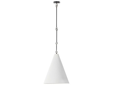 Four Hands Hutton 1-Lights Matte White Plaster Antiqued Iron Black Dome Pendant