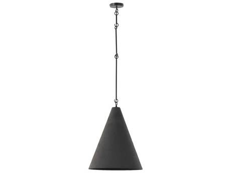 Four Hands Hutton 1-Light Matte Black Plaster Antiqued Iron Pendant