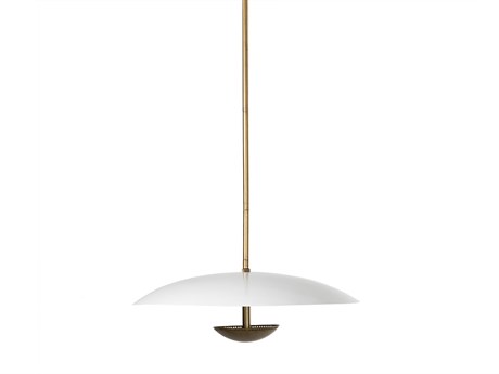 Four Hands Hutton 1-Light Antique Brass Cream White Bowl Linear Pendant
