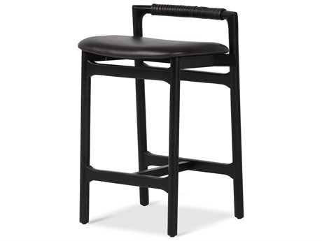 Four Hands Allston Baden Sonoma Black Leather Counter Stool