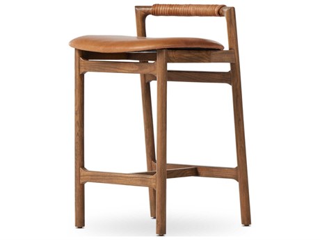 Luxecor Globetrotter Baden Leather Solid Wood Haven Tobacco Lamont Nettlewood Counter Stool