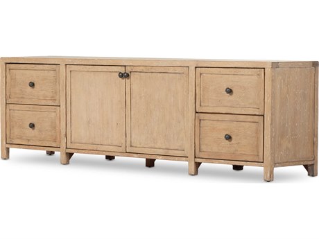 Four Hands Cordella Gaines 92" Pine Wood Aged Light Distressed Copper Media Console