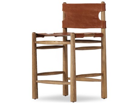 Four Hands Allston Nino Leather Solid Wood Dakota Tobacco Toasted Nettlewood Counter Stool