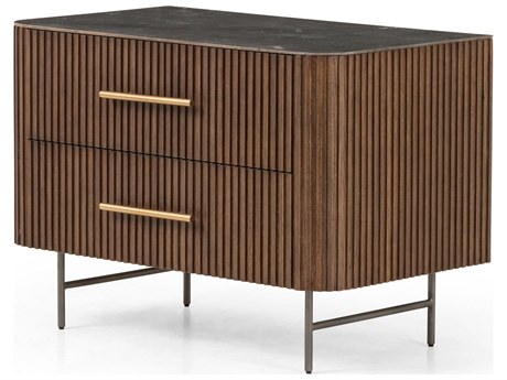 Four Hands Collins Fletcher Bluestone Oak Wood Large Nightstand