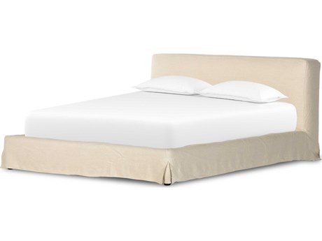 Four Hands Kensington Aidan Brussels Natural Beige Parrawood Upholstered King Platform Bed
