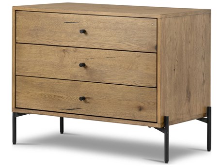 Four Hands Haiden Eaton 3-Drawers Brown Oak Wood Nightstand
