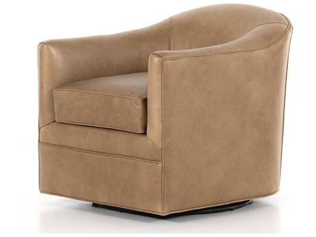 Four Hands Highland Quinton Brown Leather Accent Chair