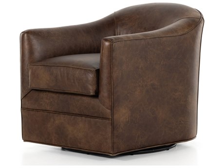 Four Hands Highland Quinton Arvada Cigar Leather Swivel Chair