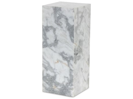 Four Hands Rockwell Modern White & Grey Speckled Marble   Small Pedestal