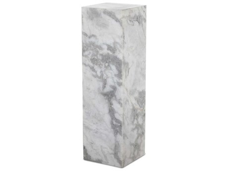 Four Hands Rockwell Square White And Grey Speckled Marble End Table