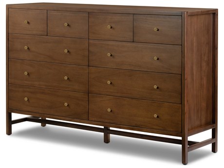 Four Hands Patten Sullivan 10-Drawers Brown Acacia Wood Double Dresser
