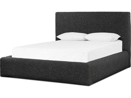 Four Hands Easton Quincy Lisbon Charcoal Black Parrawood Upholstered King Platform Bed