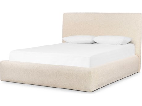 Four Hands Easton Quincy Lisbon Cream Black Beige Parrawood Upholstered King Platform Bed