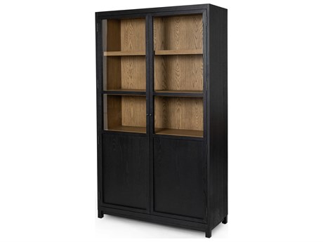 Four Hands Irondale Millie Oak Wood Drifted Matte Black Display Cabinet