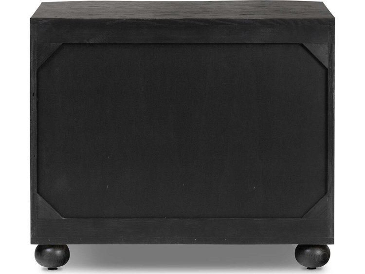 Four Hands Collins Tiago Distressed Black Oak Wood Nightstand FS235977004