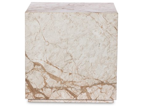 Four Hands Element Modern Marble Plinth Square Desert Taupe End Table