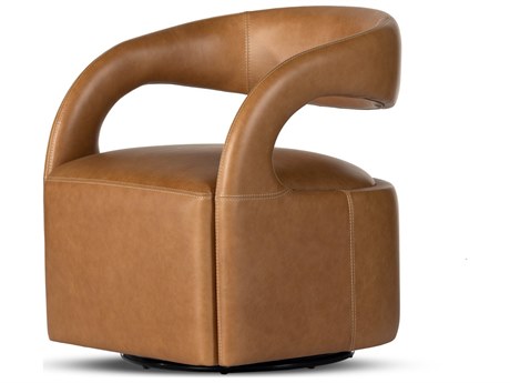 Four Hands Townsend Hawkins Sonoma Butterscotch Leather Swivel Chair
