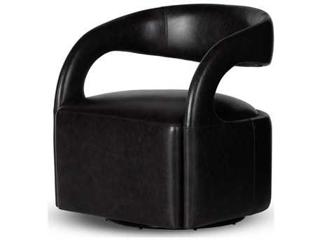 Four Hands Townsend Hawkins Sonoma Black Leather Swivel Chair