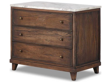 Four Hands Harmon 3-Drawers Brown Solid Wood Nightstand