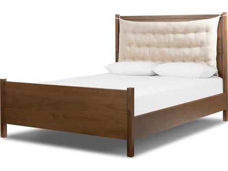 Four Hands Patten Sullivan Brown Acacia Wood Upholstered Queen Panel Bed