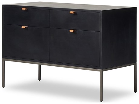 Four Hands Fulton Trey Black Wash Poplar  Modular Filing Cabinet