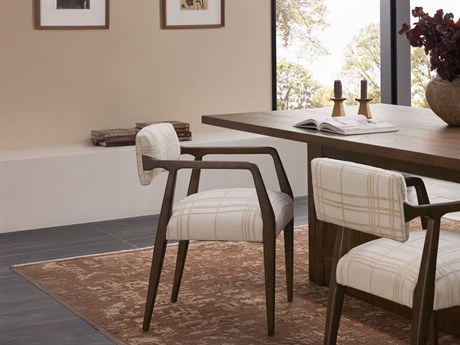 Four Hands Abbott Tyler Sheffield Ivory Upholstered Oak Wood Dining Armchair