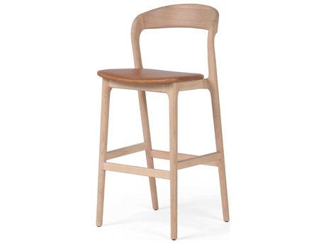 Four Hands Allston Amare Leather Ash Wood Natural Sonoma Butterscotch Bar Stool
