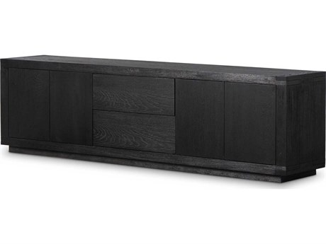 Four Hands Bennett 94" Oak Wood Worn Black Veneer Media Console