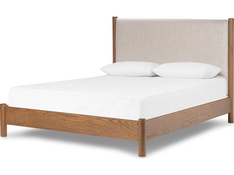 Four Hands Bolton Roark Beige Oak Wood Upholstered King Platform Bed