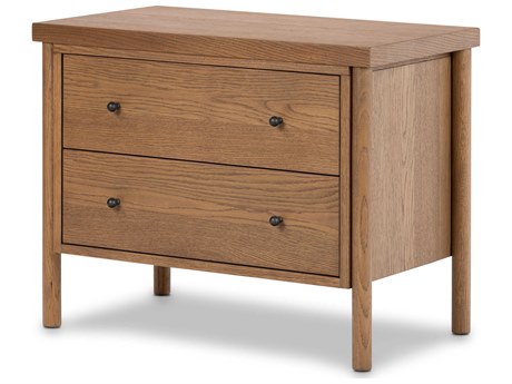 Four Hands Bolton Roark 2-Drawers Brown Oak Wood Nightstand