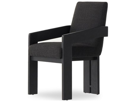 Four Hands Ashford Roxy Gibson Black Upholstered Oak Wood Dining Armchair