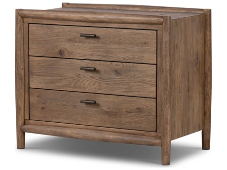 Four Hands Bolton Glenview 3-Drawers Brown Oak Wood Nightstand