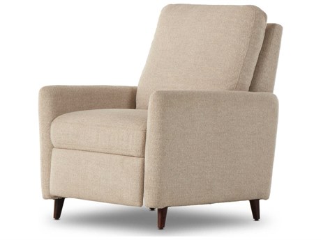 Four Hands Centrale Wallen Nova Taupe Dark Aubrun Walnut Beige Upholstered Recliner Chair
