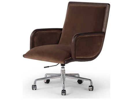 Four Hands Allston Brown Upholstered Adjustable Swivel Computer Office Chair