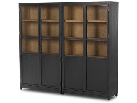 Four Hands Irondale Millie Oak Wood Drifted Matte Black Display Cabinet