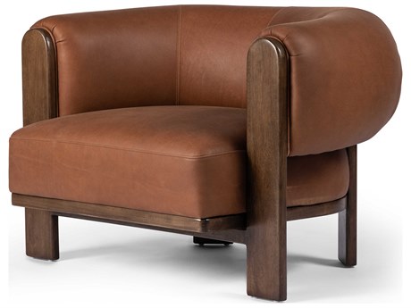 Four Hands Westgate Ira Brown Leather Accent Chair Club