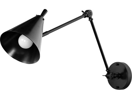 Four Hands Stockton 1-Light Jet Black Swing Wall Sconce